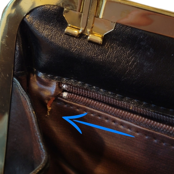 Vintage Mellow Manufactured Leather Metal Clasp Black Clutch Purse - Picture 12 of 13